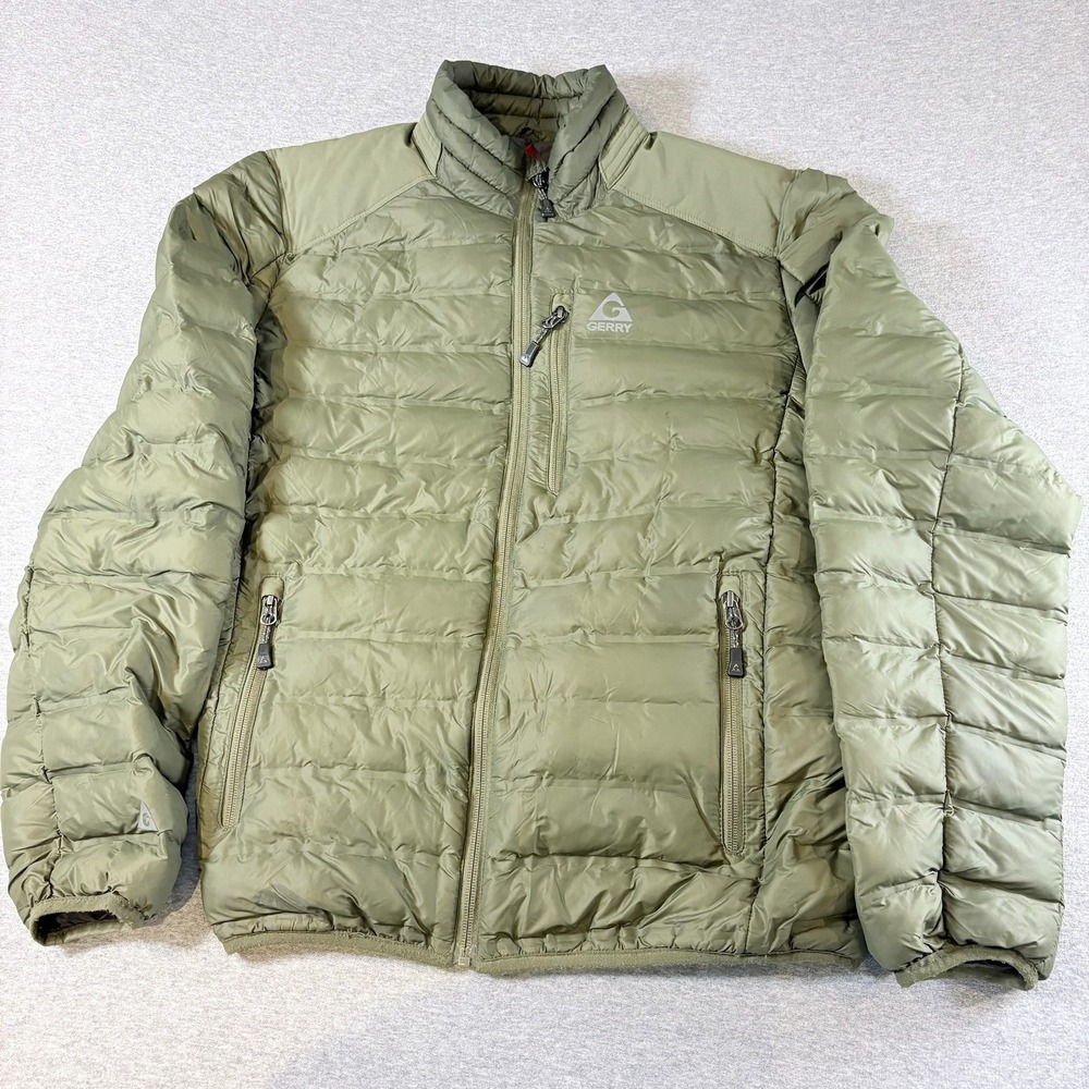 Gerry Puffer Jacket Mens Medium Green Lightweight Quilted Full Zip Outdoor